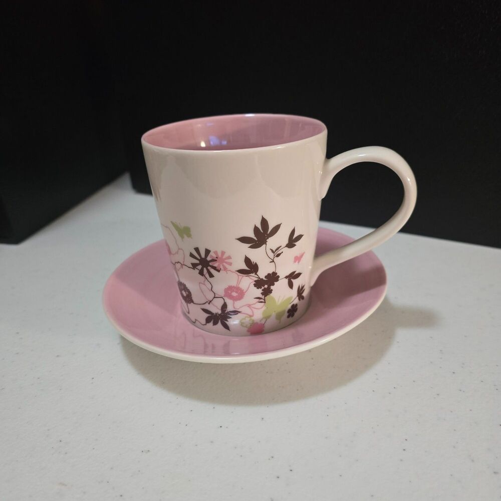 Vintage Starbucks Spring Flower Coffee Cup and Saucer 11oz
